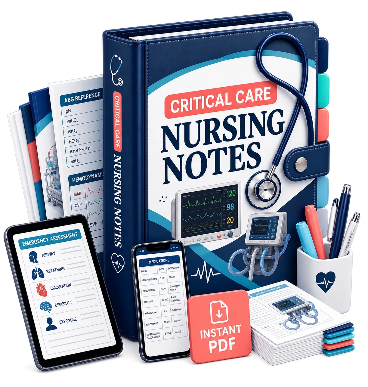 Critical Care ICU Nursing Study Notes Bundle