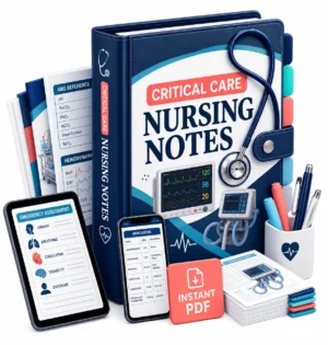 Critical Care Nursing Notes digital PDF binder mockup