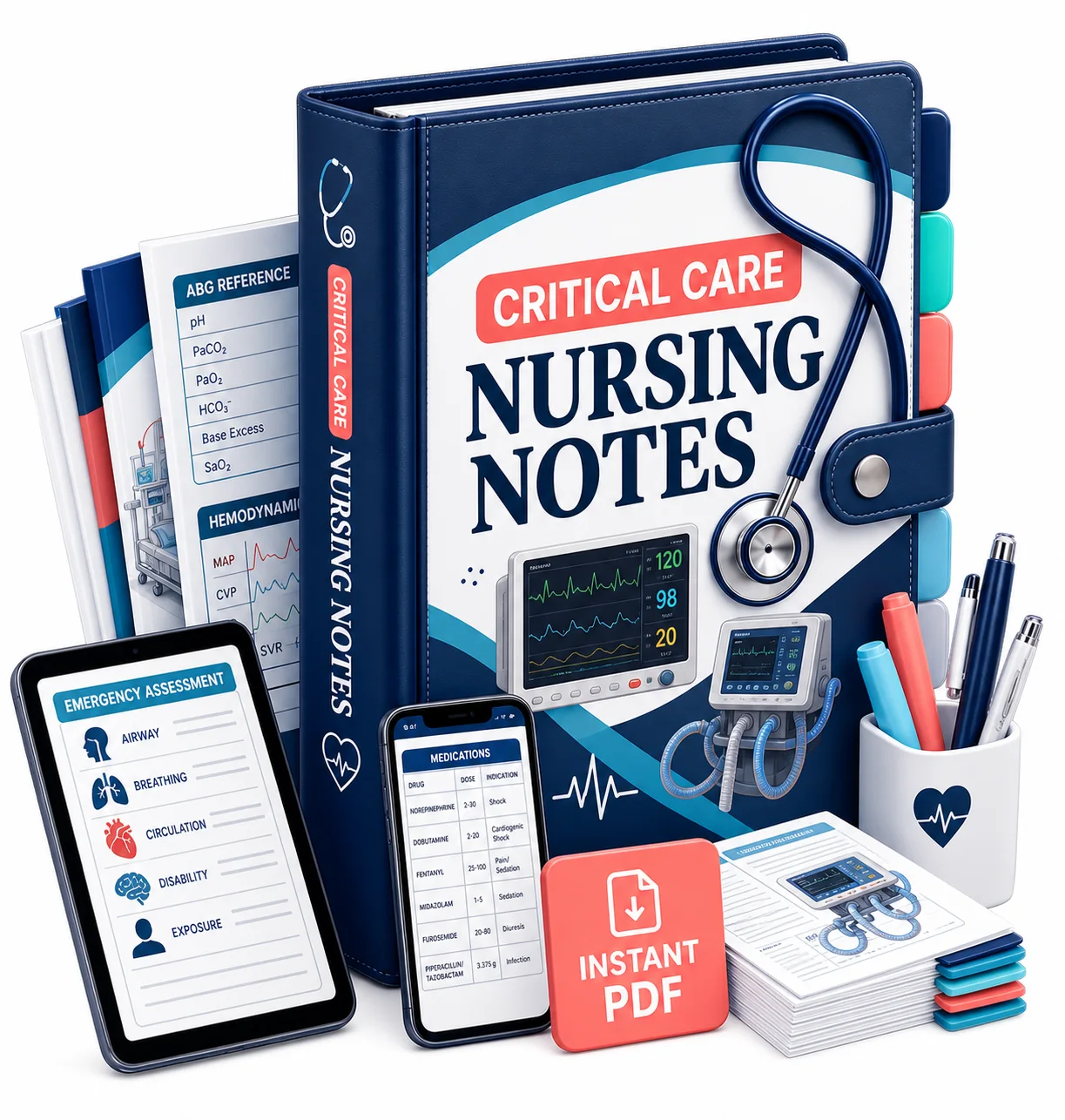 Critical Care ICU Nursing Study Notes Bundle