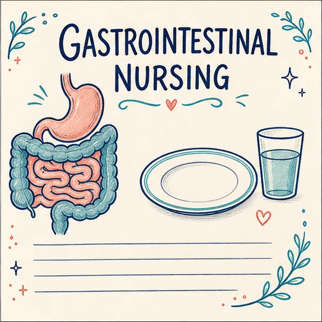 Handwritten gastrointestinal nursing study cover