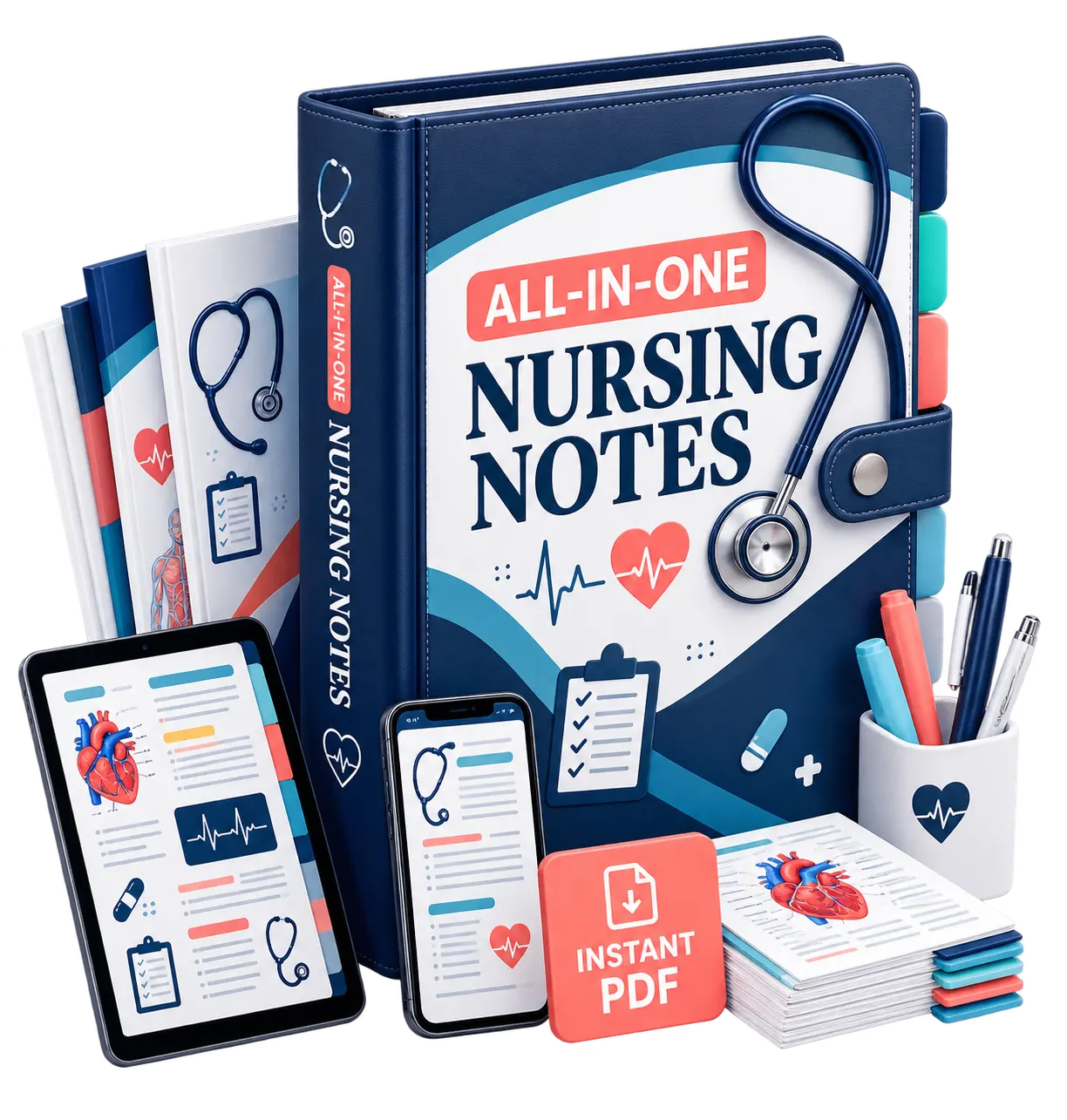 All-in-One nursing notes digital PDF study bundle