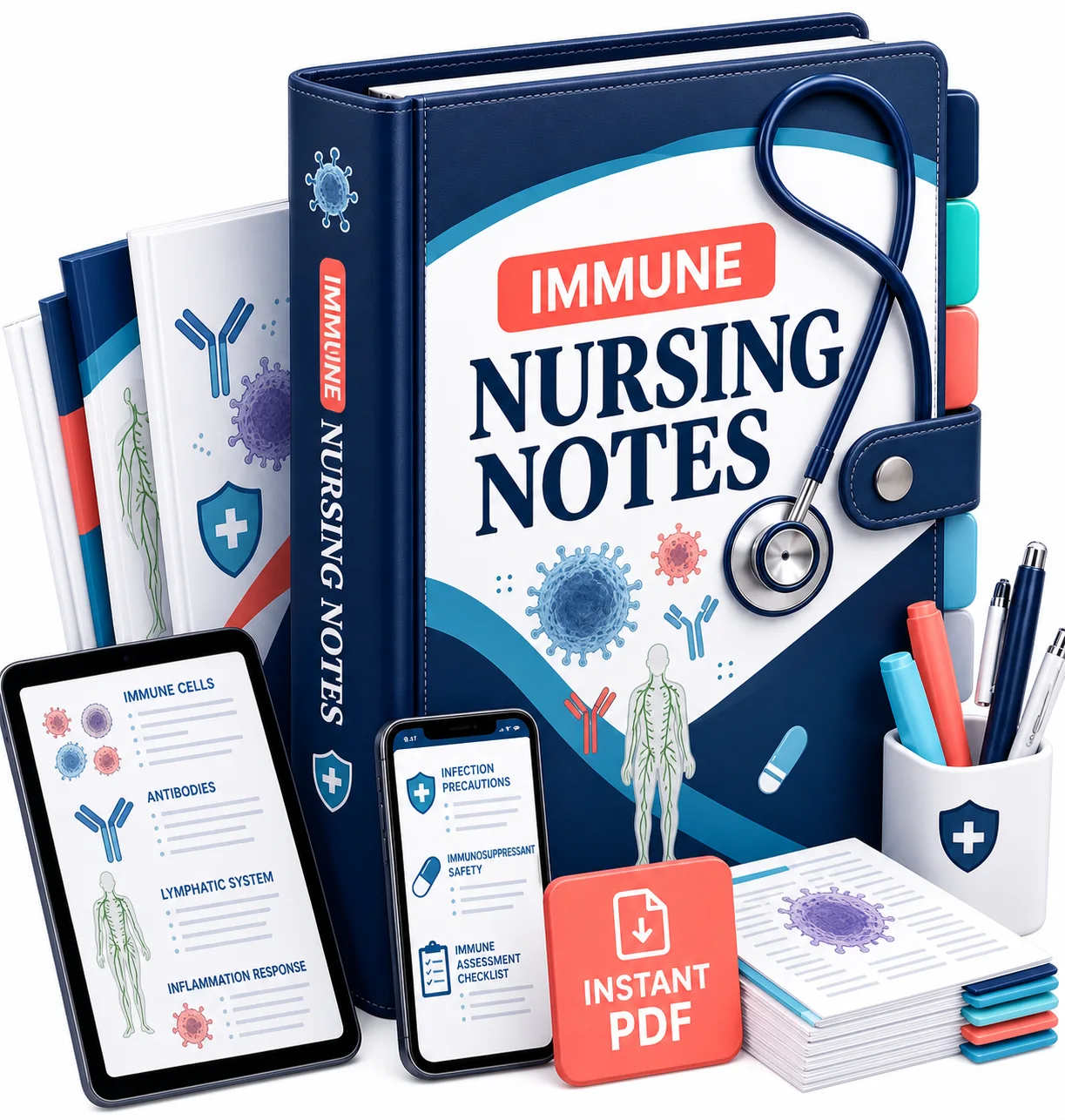 Immune Nursing Notes binder mockup Immune Nursing Notes digital PDF binder mockup