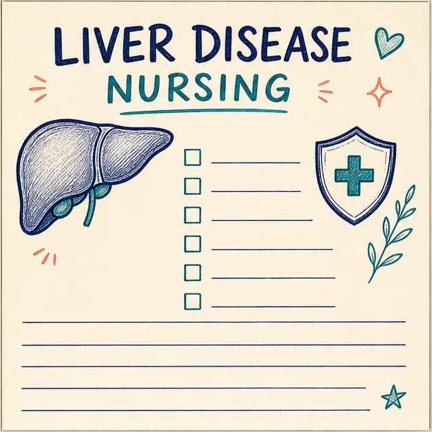 Handwritten liver disease nursing study cover