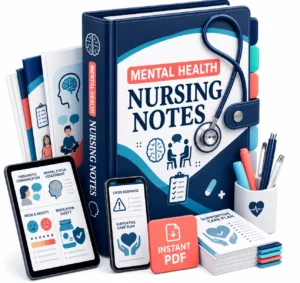 Mental Health Nursing Notes digital PDF binder mockup