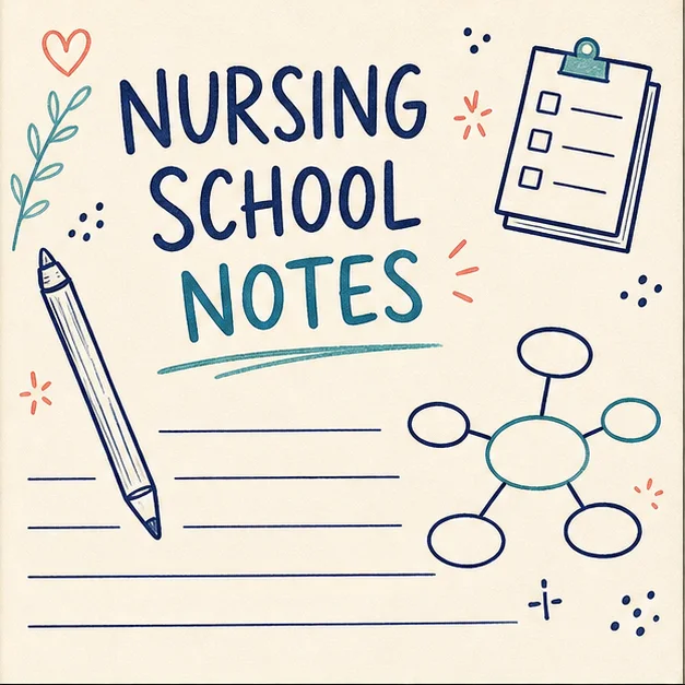 Handwritten nursing school notes study cover