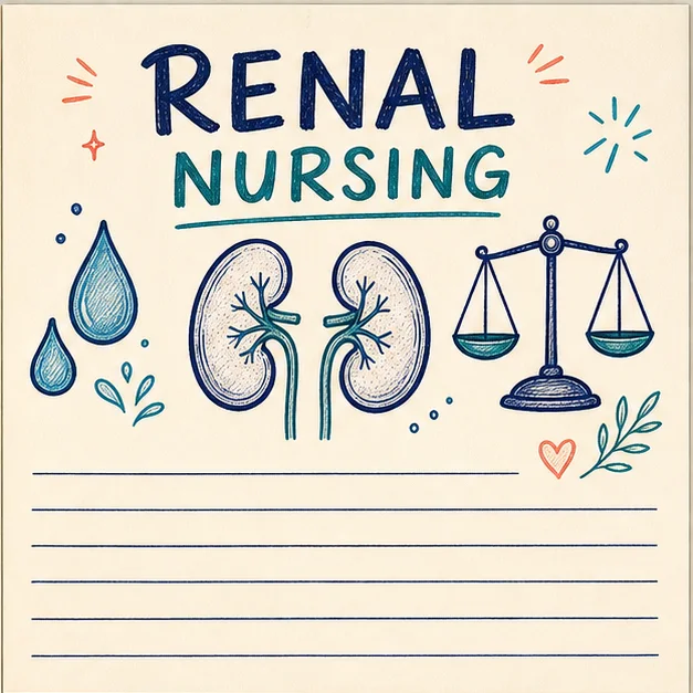 Handwritten renal nursing study cover