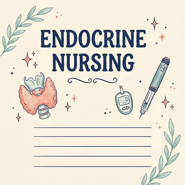 Handwritten endocrine nursing study notes cover