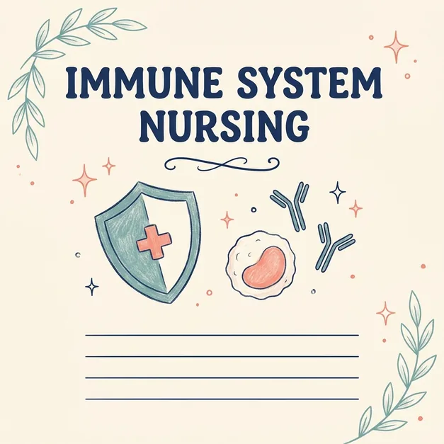 Handwritten immune system nursing study notes cover