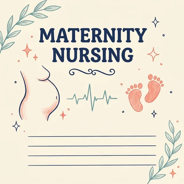 Handwritten maternity nursing study notes cover
