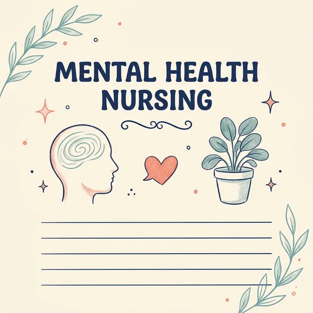 Handwritten mental health nursing study notes cover