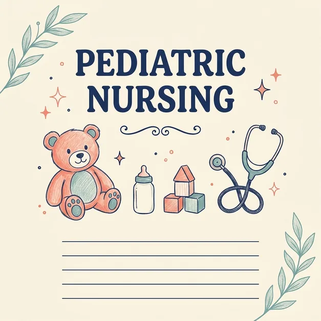 Handwritten pediatric nursing study notes cover
